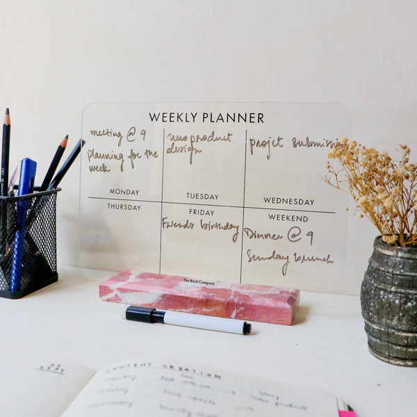 Erasable Weekly Planner (Pink Marble)