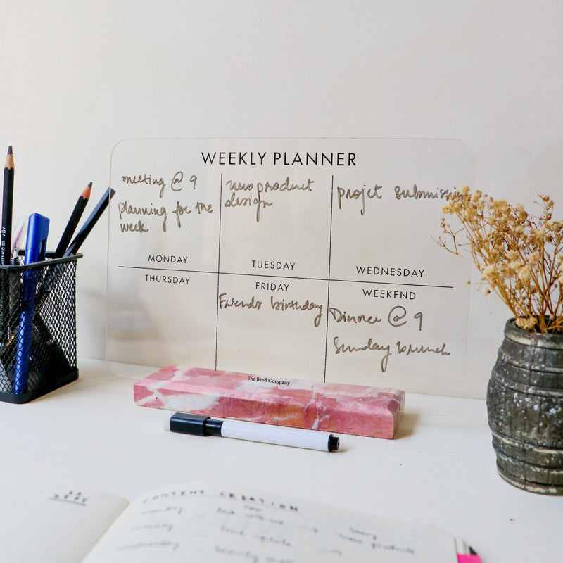 Erasable Weekly Planner (Pink Marble)