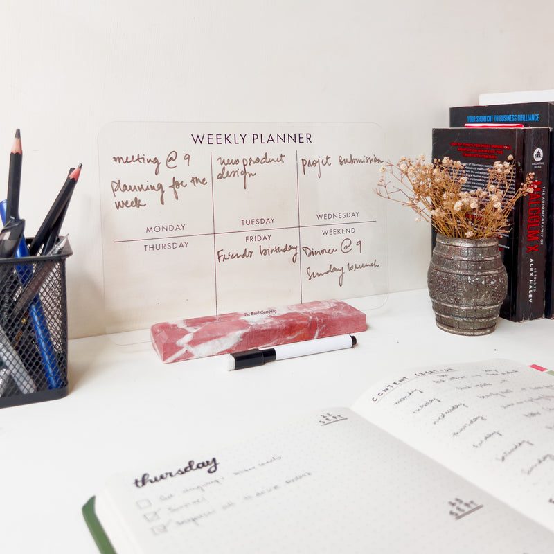 Erasable Weekly Planner (Pink Marble)
