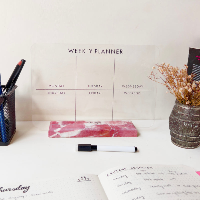 Erasable Weekly Planner (Pink Marble)