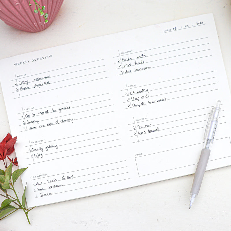 Weekly Overview Notepad